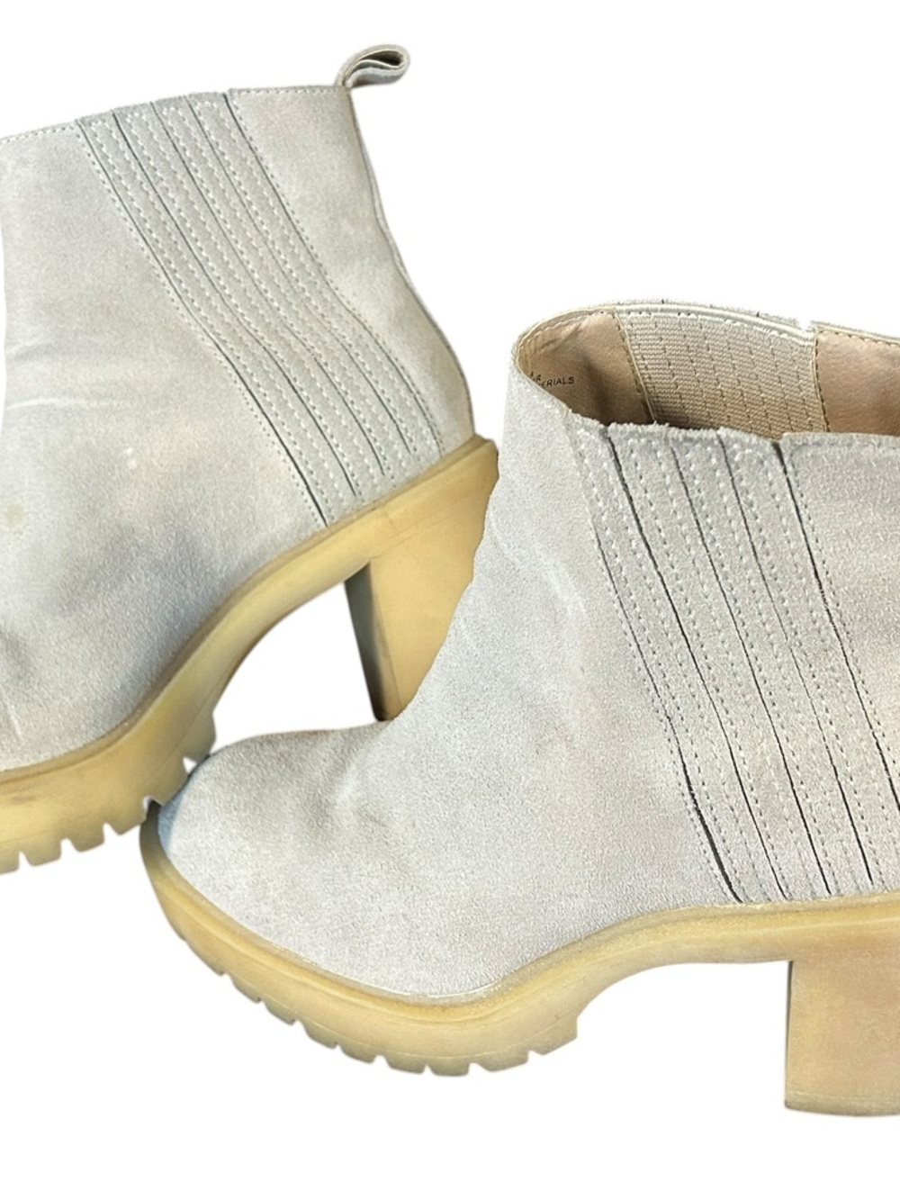 Dolce Vita Cream Suede Ankle Boots with Lug Heel